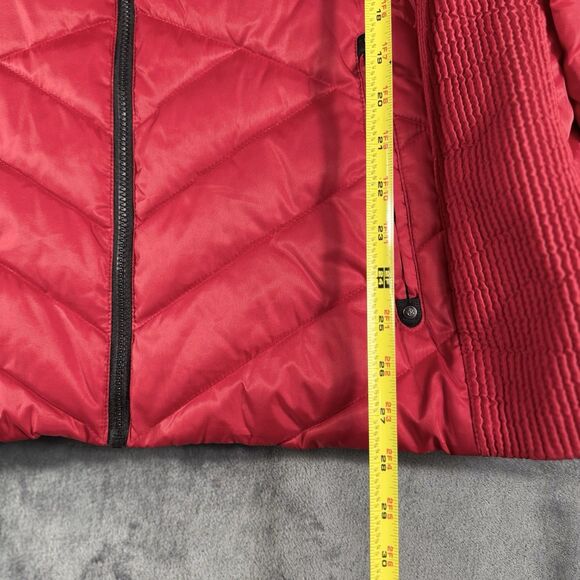 NAUTICA Sz 2XL Womens Coat Red Stretch Side Jacket Quilted Puffer Faux Fur  XXL - Picture 10 of 12
